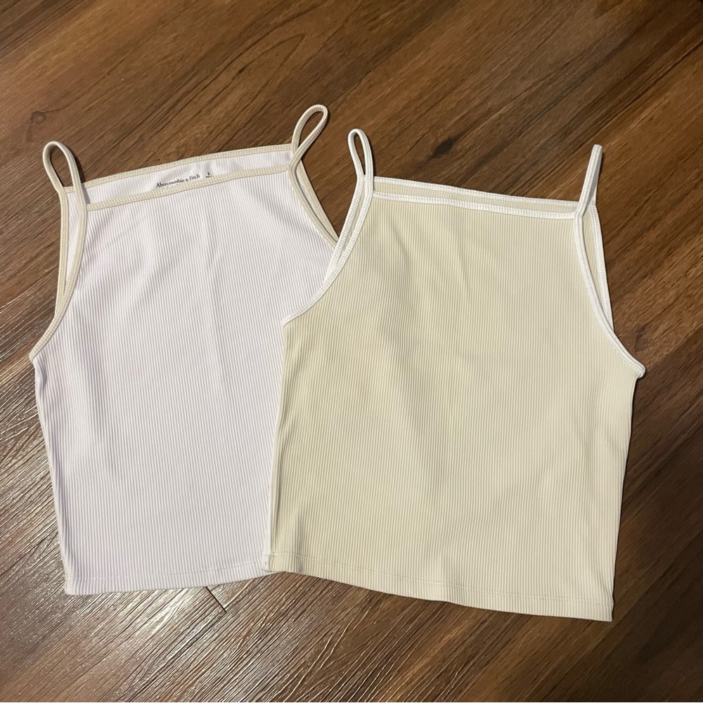 Set of 2 Abercrombie & Fitch Soft White/Yellow Boatneck Tank Tops - SMALL
